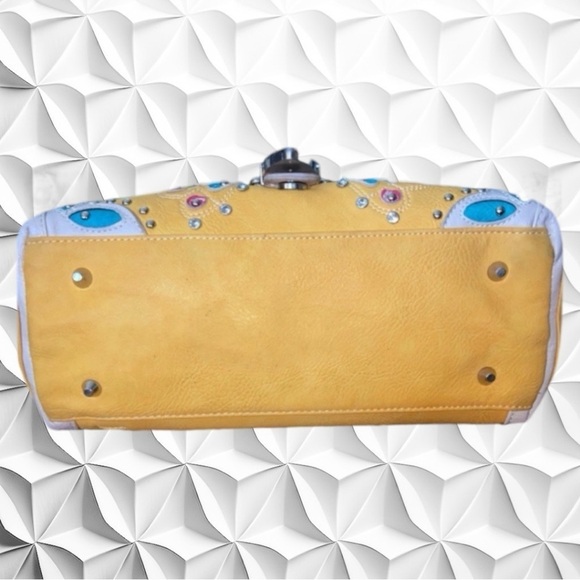 EUC Concealed Carry Boho/Western Purse Yellow & Turquoise Rhinestones - Picture 6 of 11